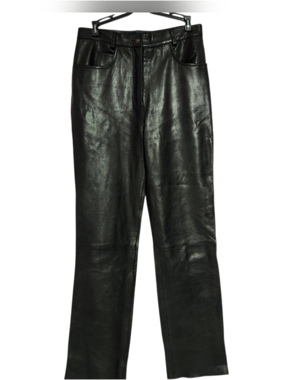 The Olde Hide House Black Leather Straight-Leg Pants